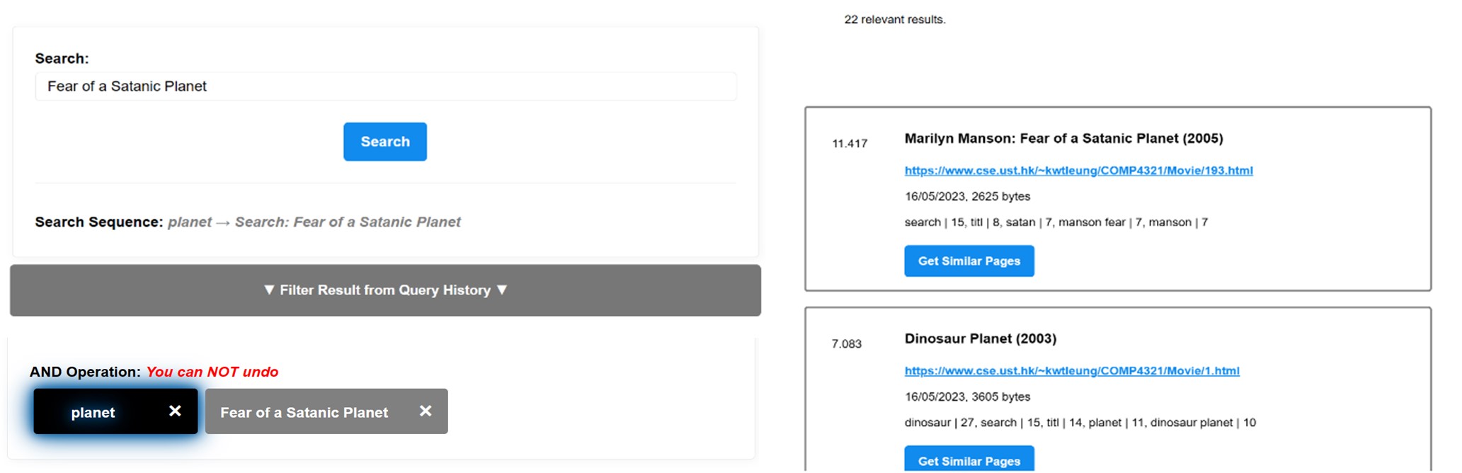 Web Crawler Search Results